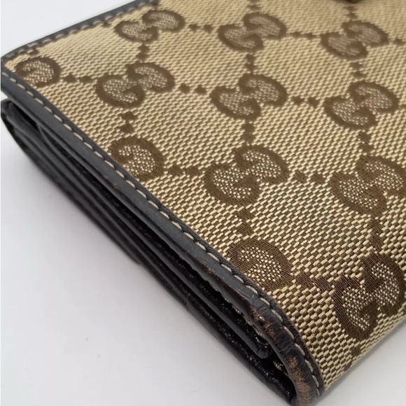 Authentic Gucci GG Canvas Double Hook Beige Long Wallet W/Box - Picture 9 of 16